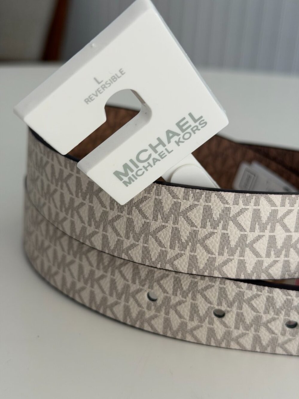 NWT Michael Kors Women's Large Twist Reversible Monogram Logo Belt